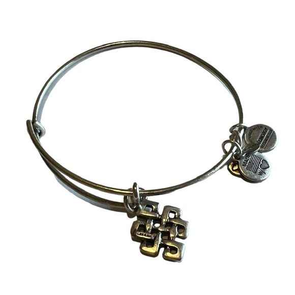 Alex and Ani Endless Knot Silver Charm Bangle Bracelet - Picture 2 of 10